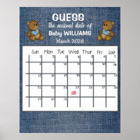 Guess Due Date Calendar Baby Girl Poster