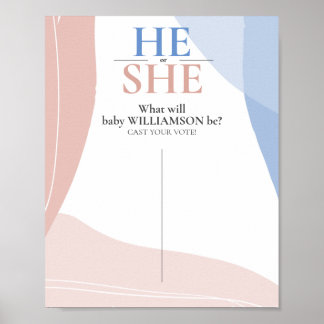 Guess Gender Vote Poster. Baby Gender Reveal Party Poster