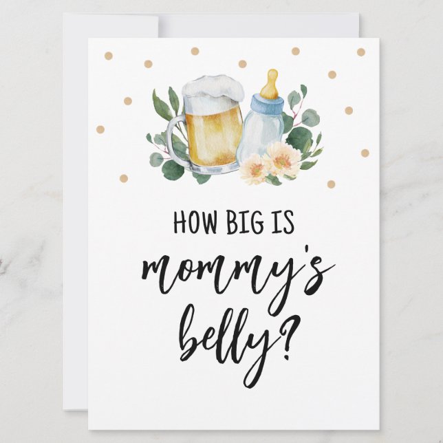 Guess How Big Is Mommy Belly Sign Baby Is Brewing Invitation (Front)