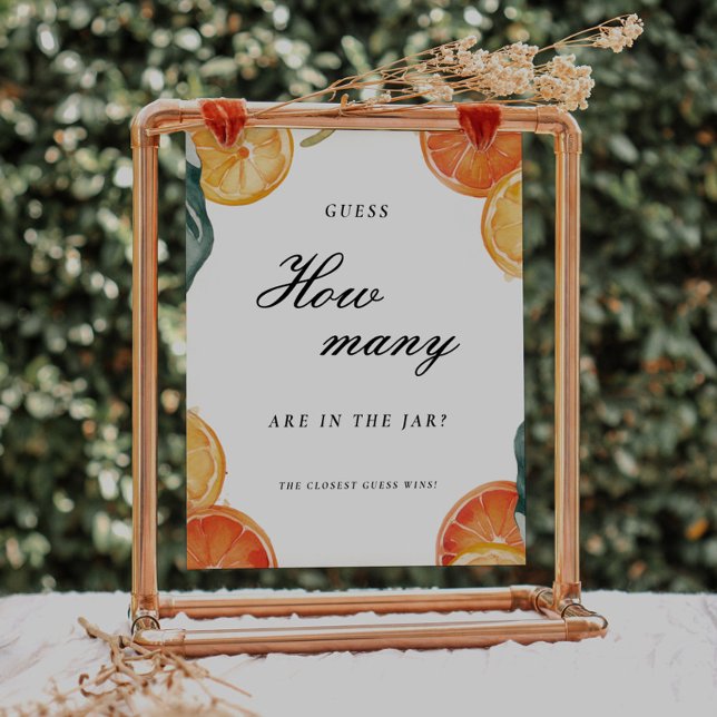 Guess How Many Aperol Citrus Bridal Shower Sign (Creator Uploaded)