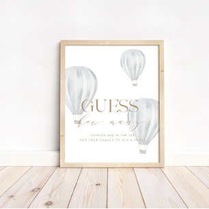 Guess How Many Baby Shower Game Sign Blue Shower