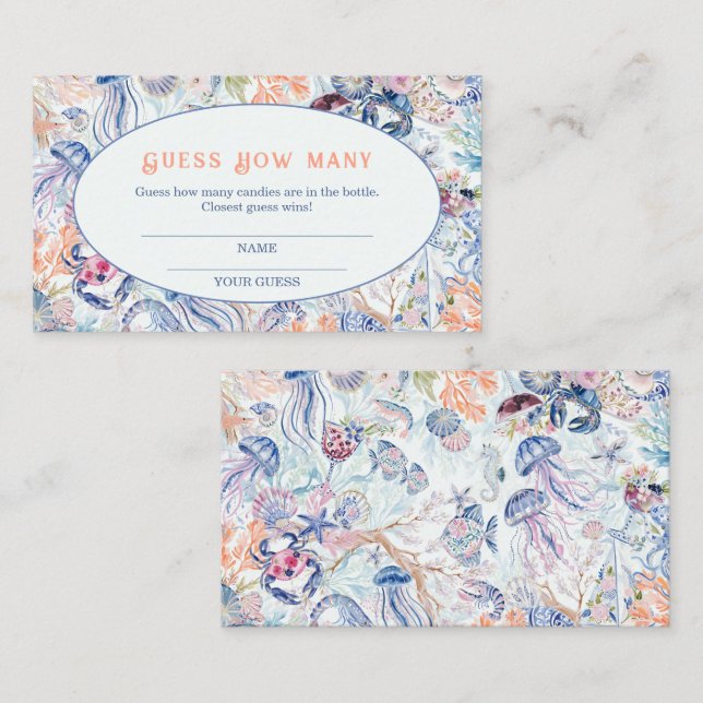 Guess How Many Beach Bridal Shower Game Enclosure Card (Front/Back)