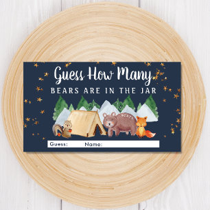 Guess How Many Bears Woodland Baby Shower Game Enclosure Card