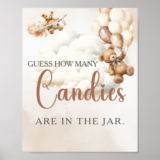 GUESS HOW MANY CANDIES Bear Baby Shower Games  Poster (Front)