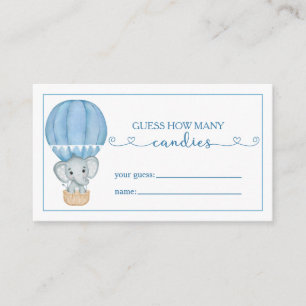 Guess How Many Candies Blue Elephant Baby Shower Enclosure Card