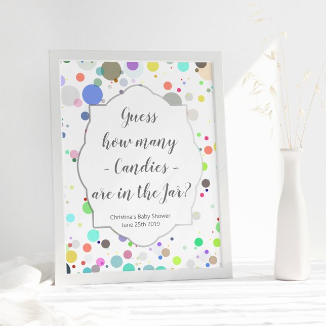 Guess How Many Candies Multicolor Baby Shower Poster (Creator Uploaded)