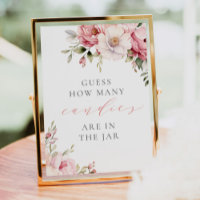 Guess How Many Candies Pink Baby Shower Sign