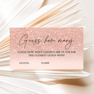 Guess how many candies rose gold bridal game enclosure card