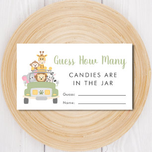 Guess How Many Candies Safari Baby Shower Game Enclosure Card