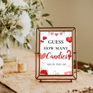 Guess how many candies valentine Baby shower Sign