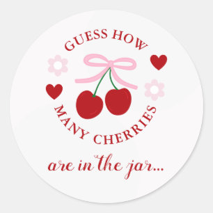 Guess How Many Cherries Bridal Shower Classic Round Sticker