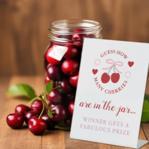 Guess How Many Cherries Bridal Shower Pedestal Sign