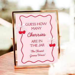 Guess How Many Cherry Baby Shower Game Poster