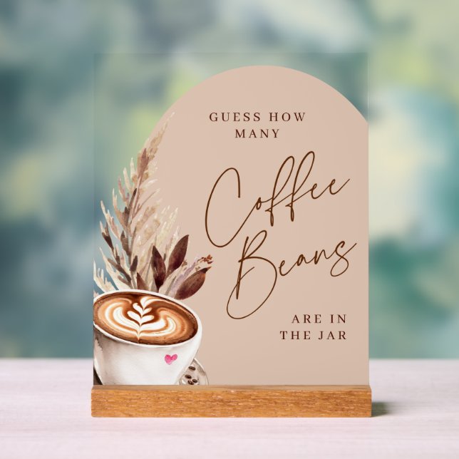 Guess How Many Coffee Beans Are in the Jar Acrylic Sign (Neutral)