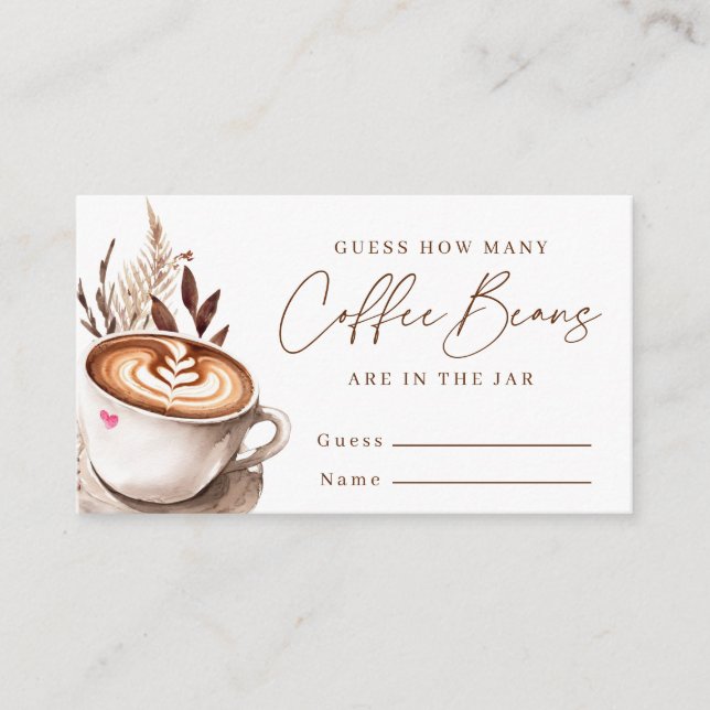 Guess How Many Coffee Beans are in the Jar Game Enclosure Card (Front)
