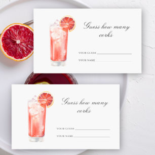 Guess how many corks - Cocktail bridal shower Enclosure Card