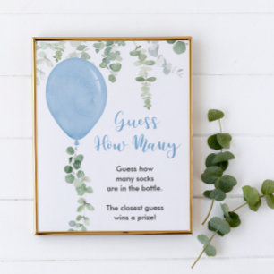 Guess How Many game blue balloons greenery Poster