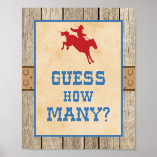 Guess How Many Guessing Game Sign Cowboy