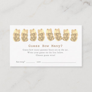 Guess How Many Gummy Bears Gold Baby Shower Game Enclosure Card