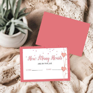 Guess how many Hearts are in the jar Bridal shower Enclosure Card