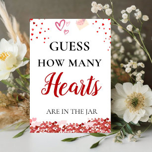 Guess how many Hearts valentine Bridal Shower Sign