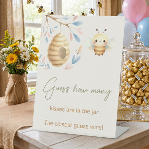 Guess How Many Kisses Bee Gender Reveal Sign