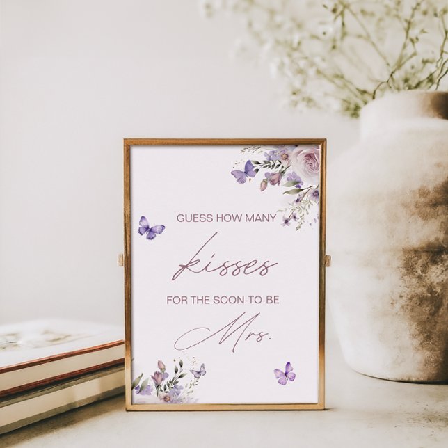 Guess How Many Kisses Bridal Shower Butterfly Poster (Creator Uploaded)