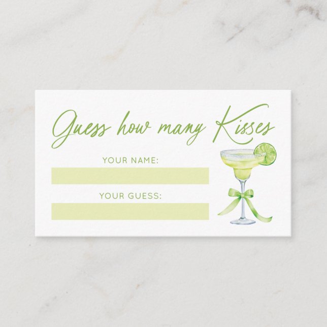 Guess How Many Kisses Bridal Shower Game Card (Front)