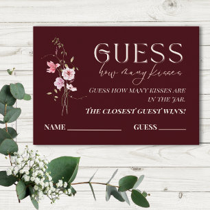 Guess How Many Kisses Bridal Shower Game Card