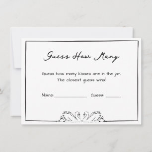Guess How Many Kisses Bridal Shower Game Swan Chic Card