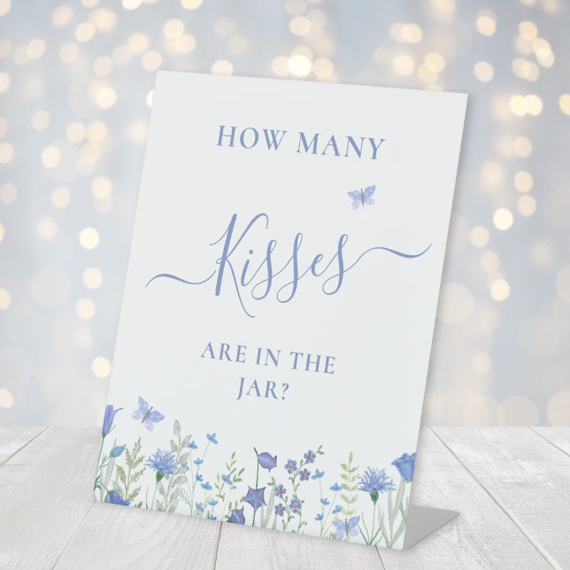 Guess How Many Kisses Bridal Shower Pedestal Sign (Creator Uploaded)