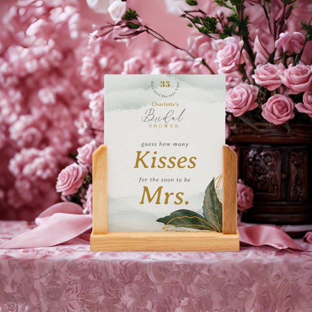 Guess How Many Kisses Bridal Shower Tabletop Card (Creator Uploaded)