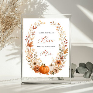 Guess How Many Kisses Fall Pumpkin Bridal Game Poster