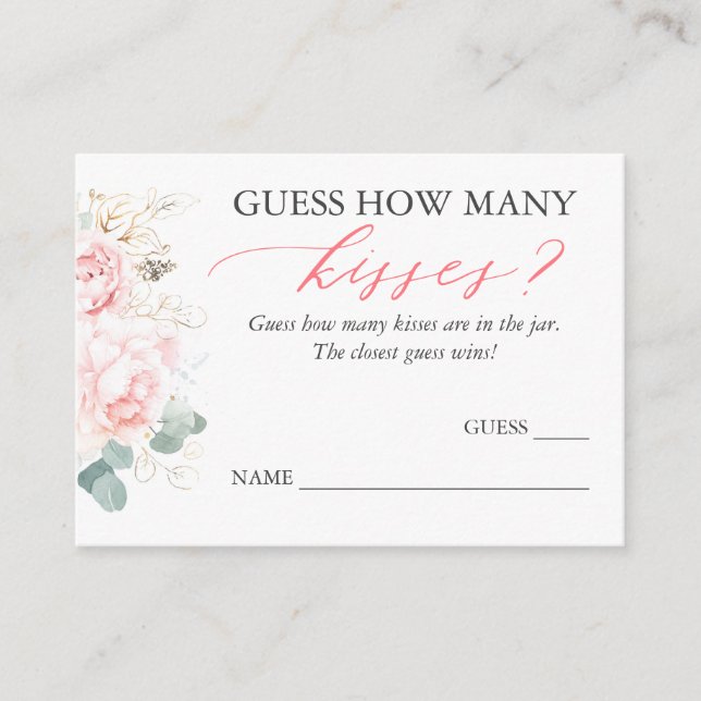 Guess How Many Kisses Game Cards (Front)