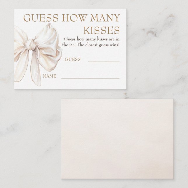 Guess How Many Kisses Game Cards - Chic Bow  (Front/Back)