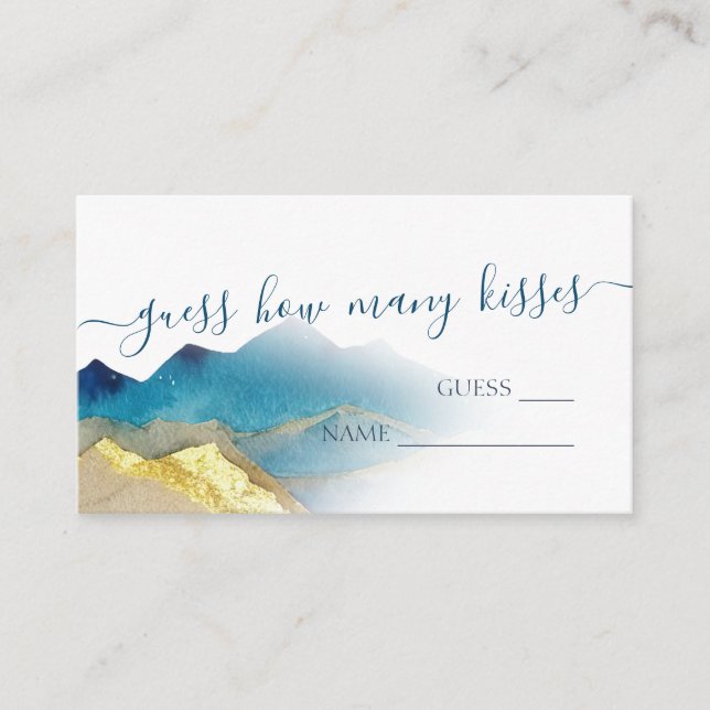 Guess How Many Kisses Gold Mountains Bridal Shower Enclosure Card (Front)
