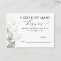 Guess How Many Kisses Greenery Game Cards