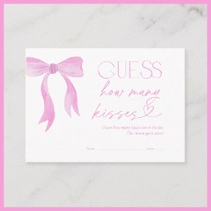 Guess How Many Kisses Pink Bow Bridal Shower Game Enclosure Card