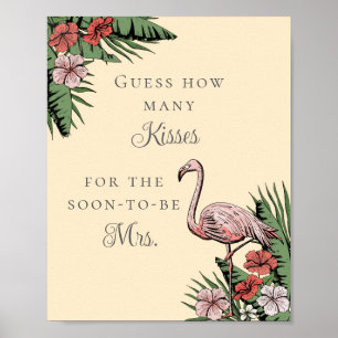 Guess How Many Kisses Tropical Bridal Shower Poster