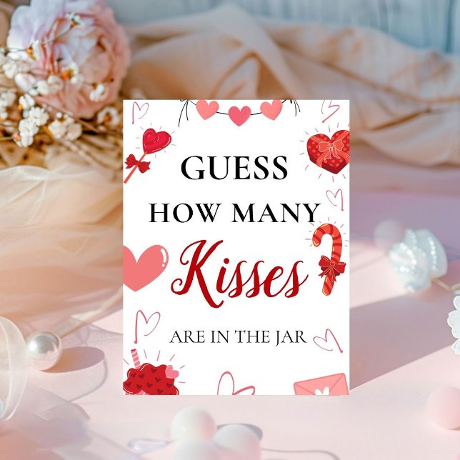 Guess how many Kisses valentine Baby shower Sign (Creator Uploaded)
