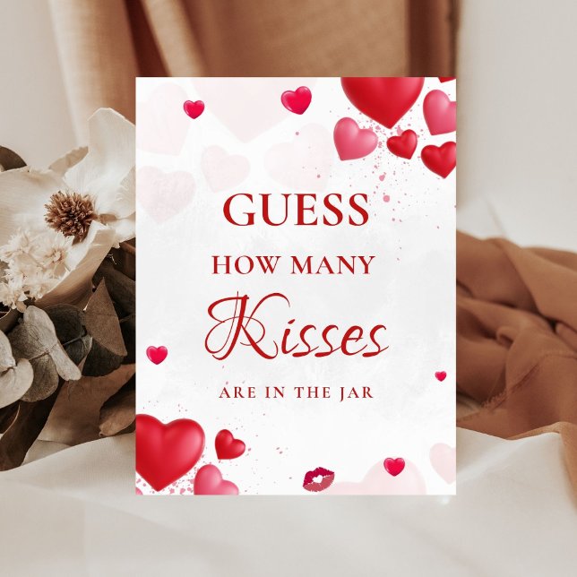 Guess how many Kisses valentine Bridal Shower Sign (Creator Uploaded)