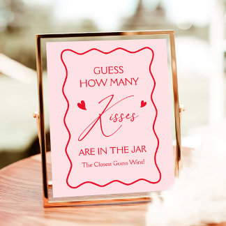 Guess How Many Kisses Valentines Bridal Shower  Poster