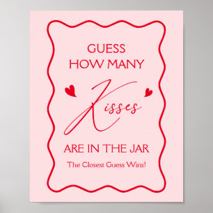 Guess How Many Kisses Valentines Bridal Shower  Poster