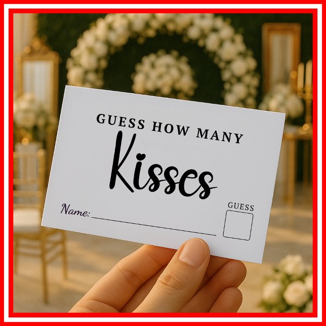 Guess How Many Kisses Wedding Bridal Shower Game Enclosure Card (Creator Uploaded)