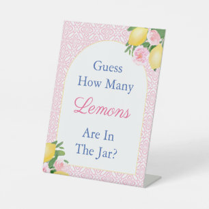 Guess How Many Lemons Bridal Shower Game Pedestal Sign