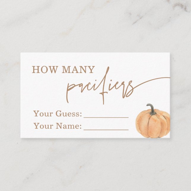 Guess How Many Pacifiers, Baby Shower Guess Card (Front)
