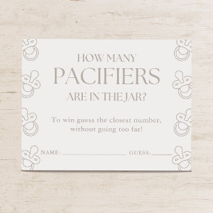 Guess How Many Pacifiers Minimal Baby Shower Game Enclosure Card