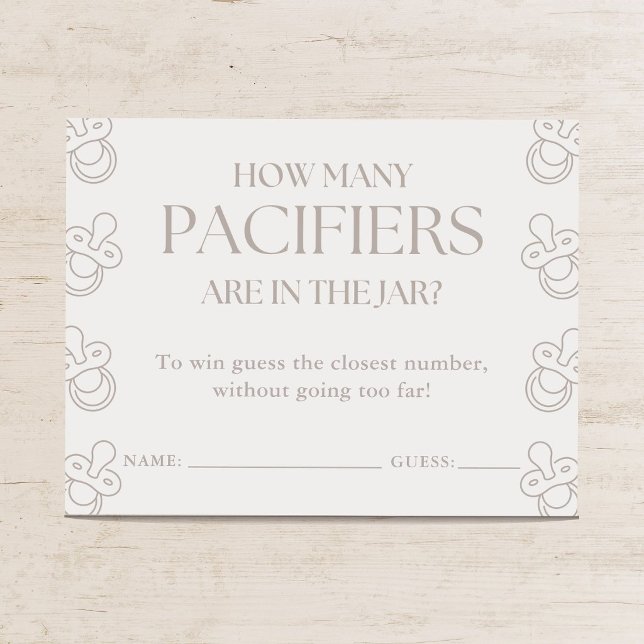 Guess How Many Pacifiers Minimal Baby Shower Game Enclosure Card (Creator Uploaded)