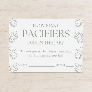 Guess How Many Pacifiers Sage Baby Shower Game Enclosure Card