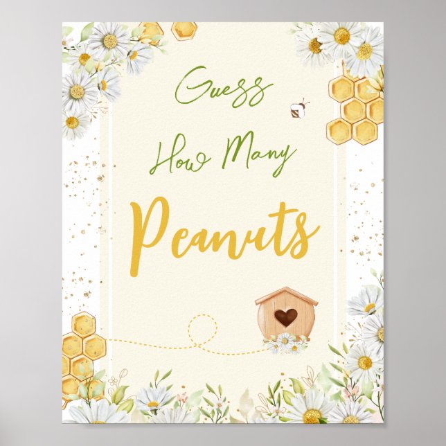 Guess How Many Peanuts Bee Honeycomb Party Game Poster (Front)